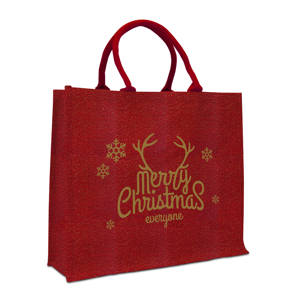 Jute glitter kerstdraagtassen - Merry Christmas