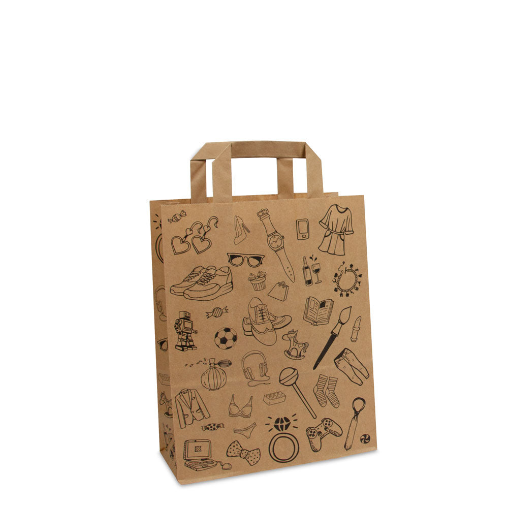 Kraft draagtassen FSC® - Doodle retail