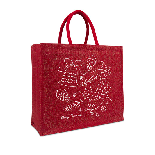 Jute glitter kersttassen - Christmas Doodle