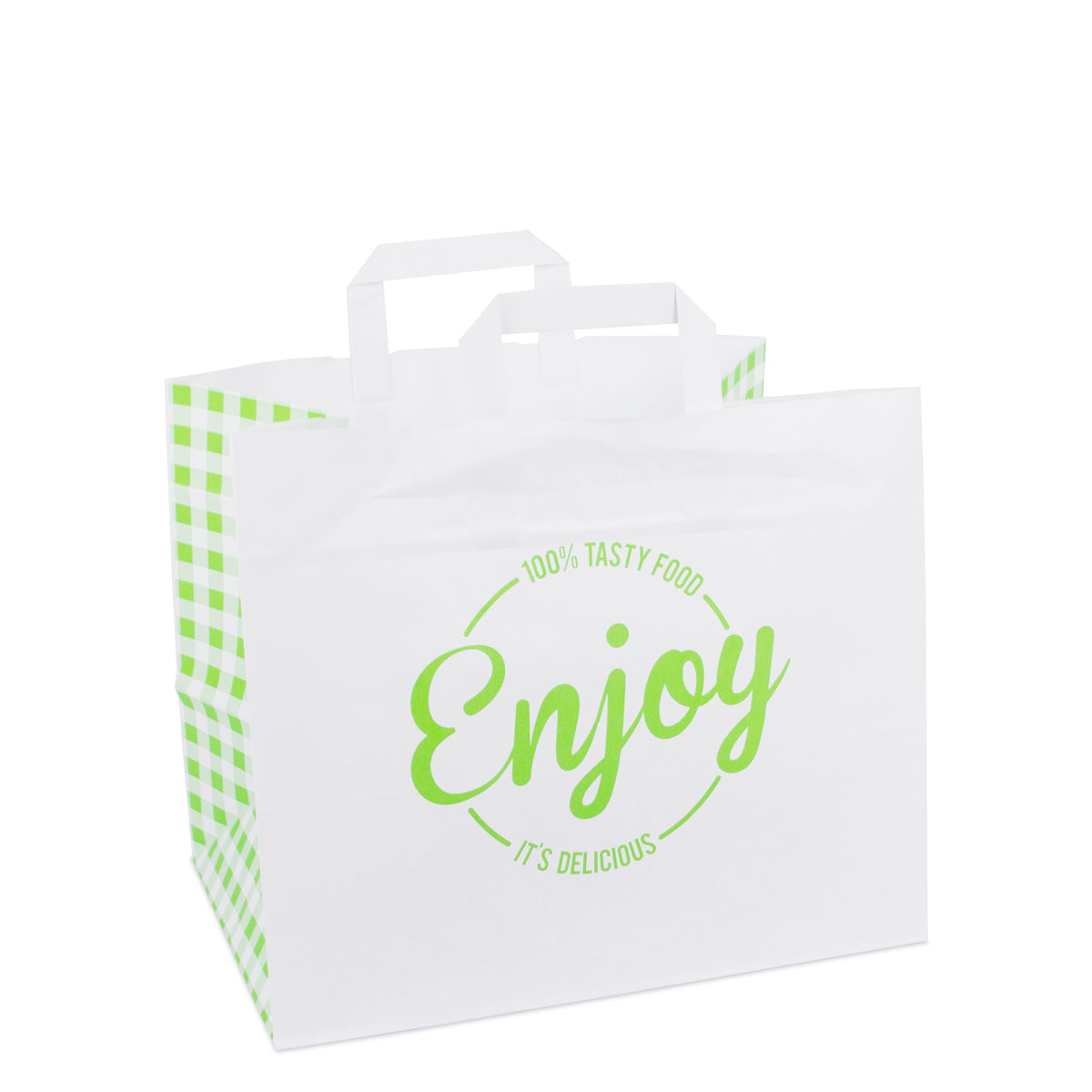 Papieren take away draagtassen - Enjoy groen