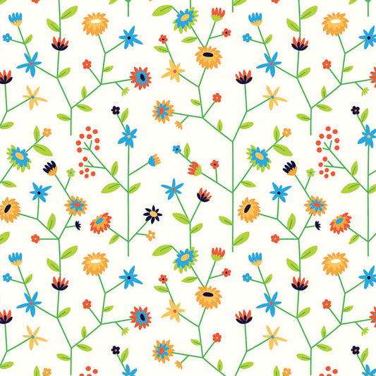 Gras cadeaupapier - Bloemen dessin